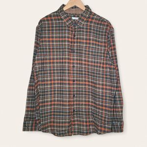 Grove & Hollow Shirt Men's Size XXL Orange Flannel Plaid Button Up 100% Cotton